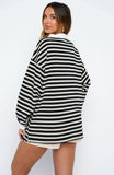 Out Again Long Sleeve Rugby Shirt Black Grey Stripe