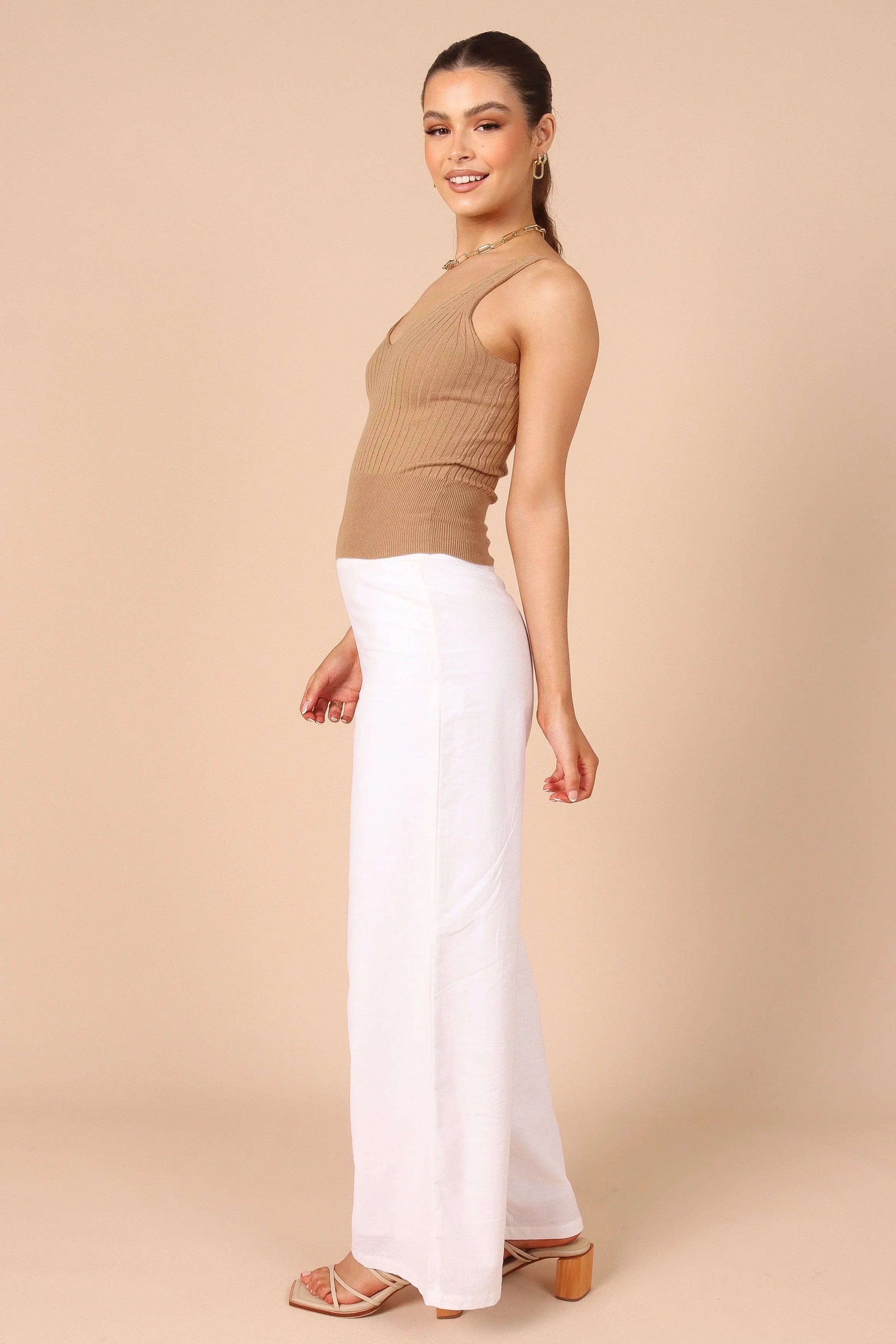 Gemma V Neck Tank Top Camel