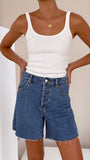90S Relaxed Short River Blue Mid Vintage Blue