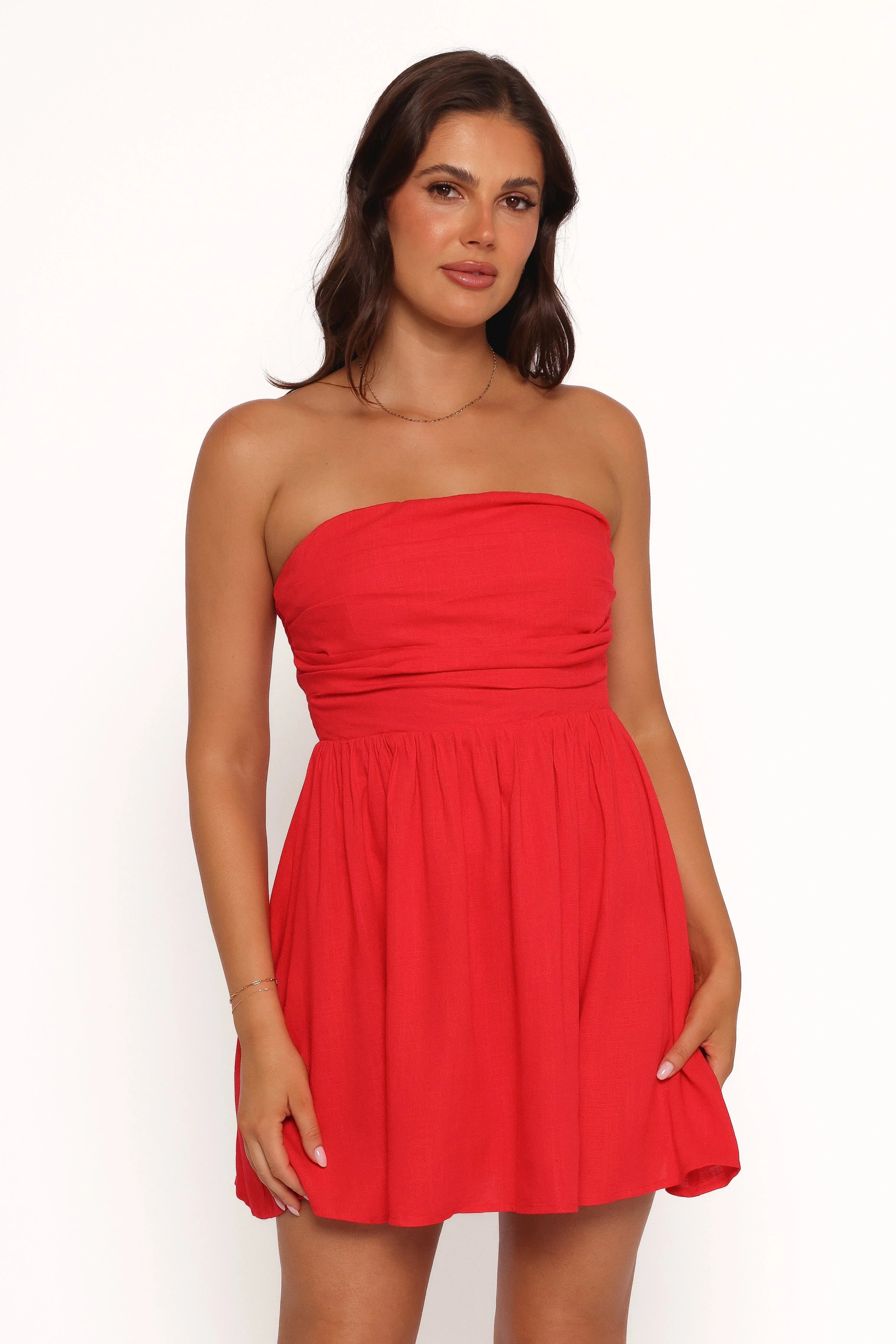 Katy Strapless Mini Dress Red