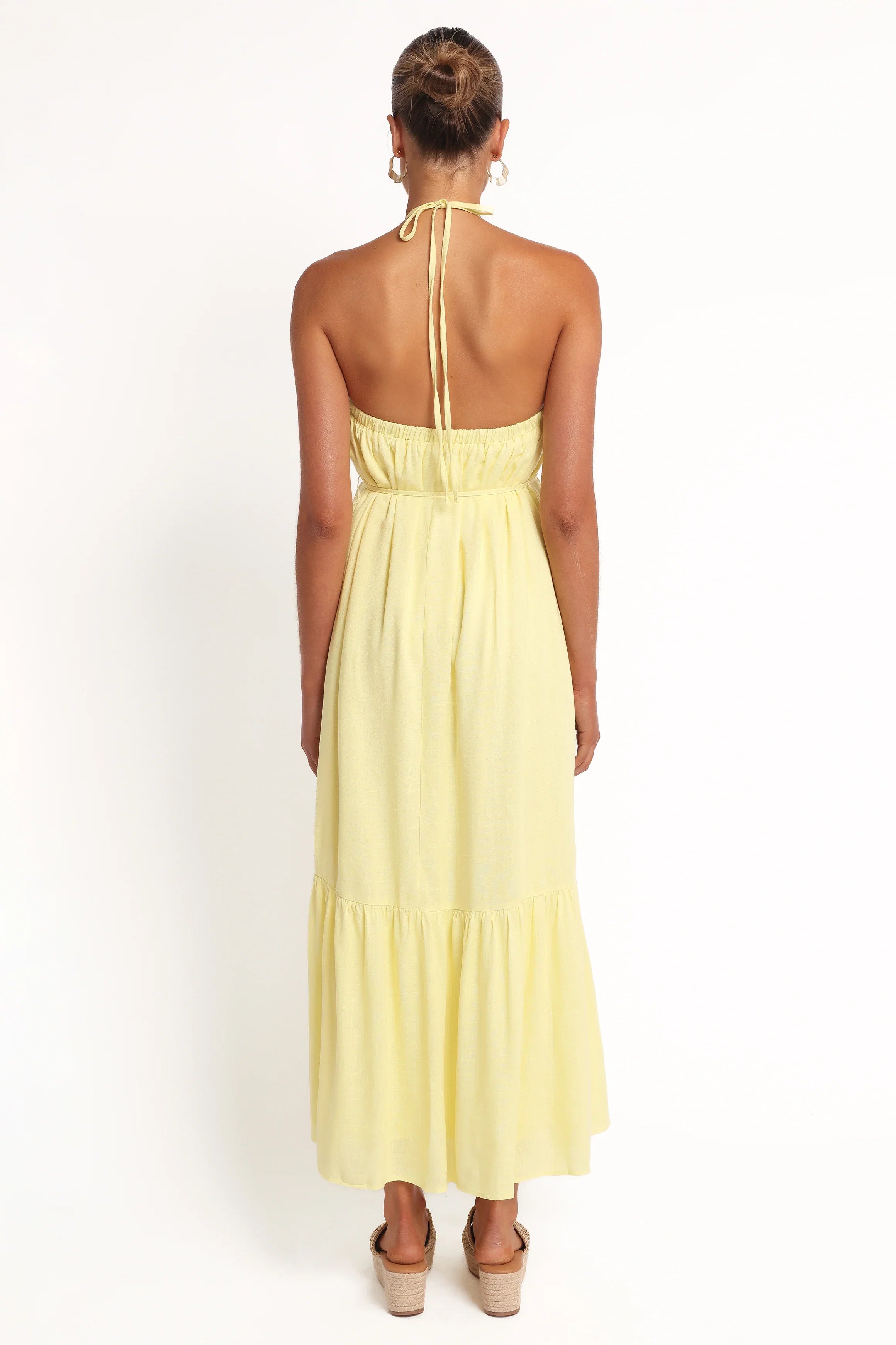 View Halterneck Maxi Dress Lemon