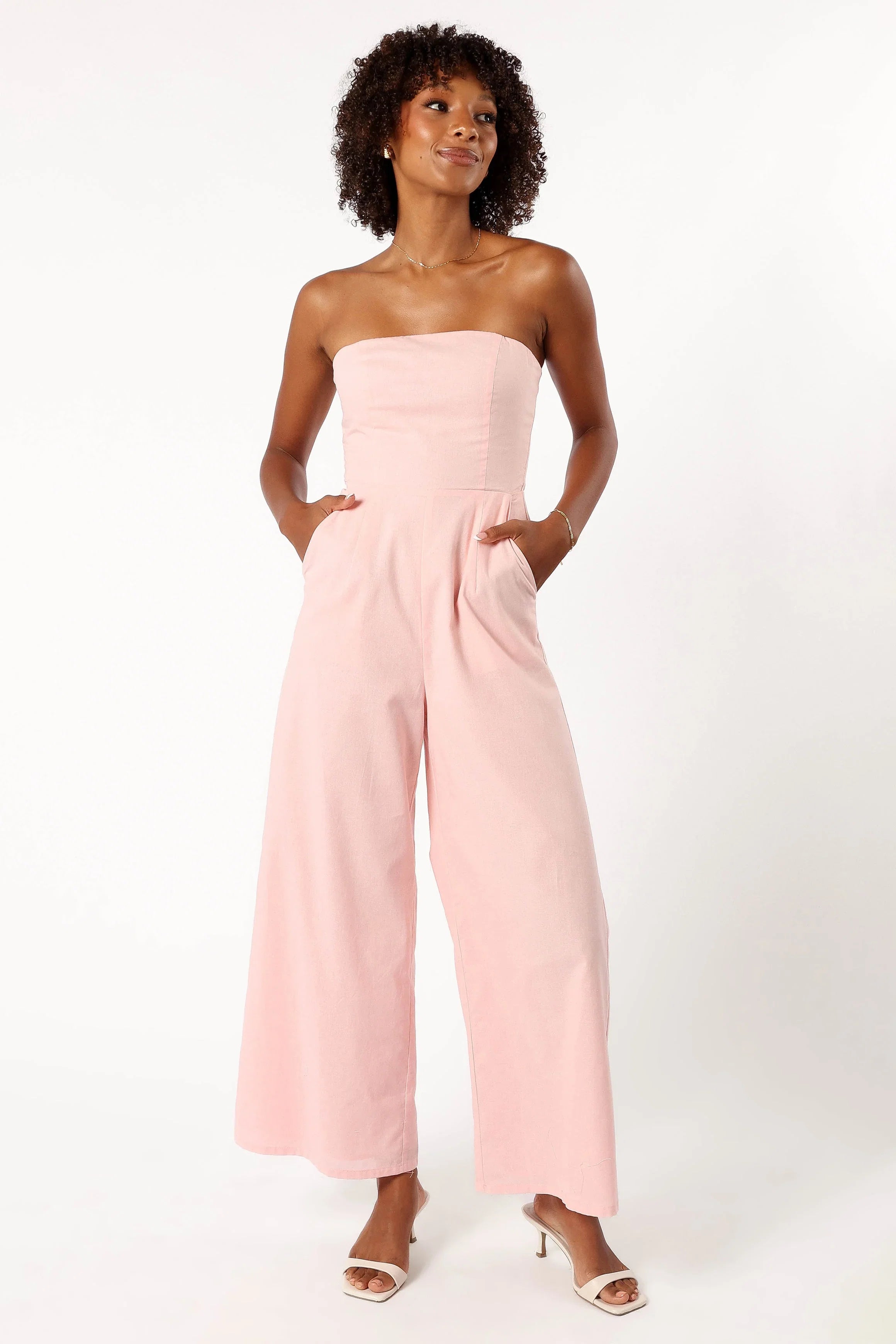 Jodie Strapless Jumpsuit Pale Pink