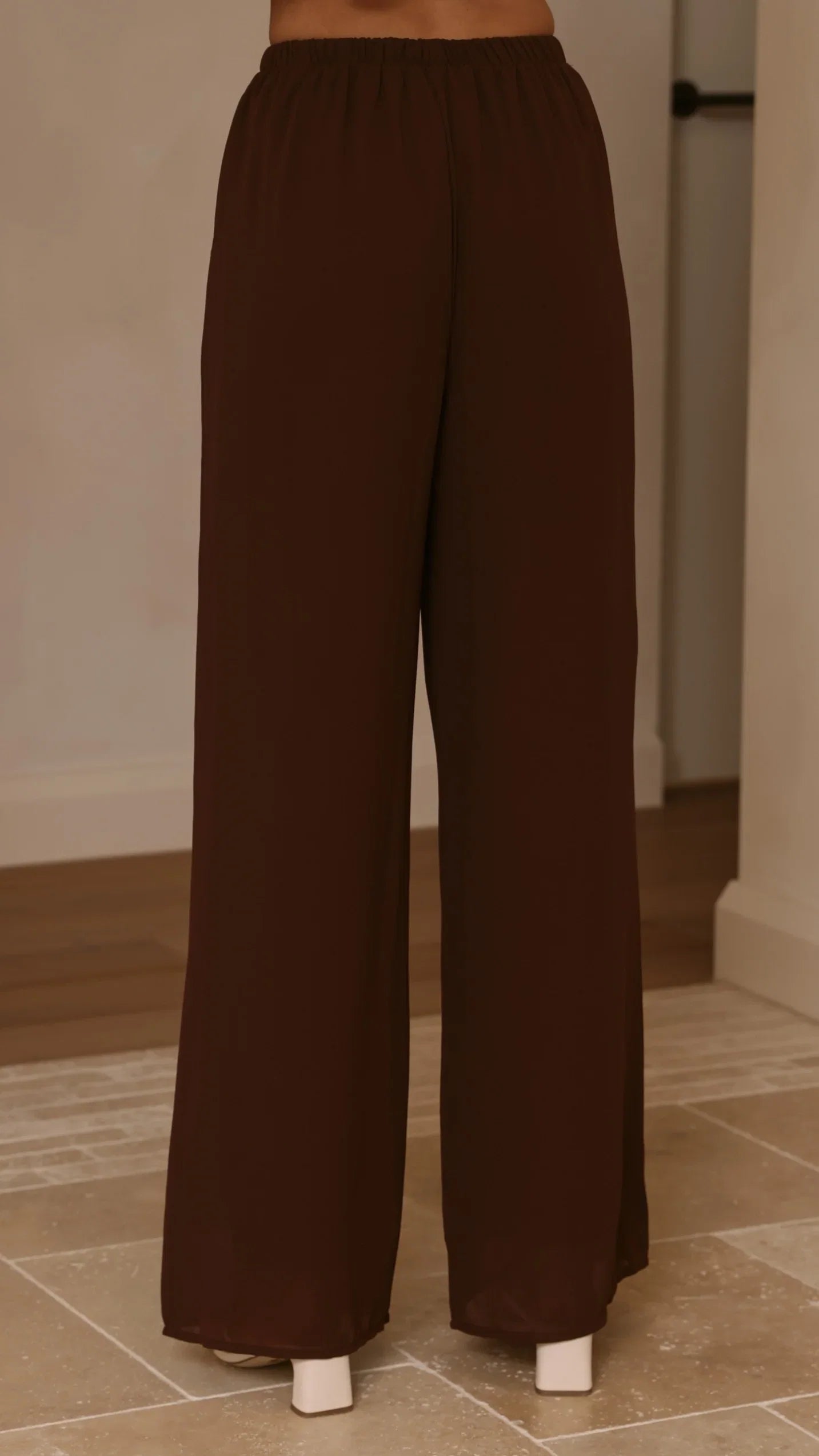 Zabrina Semi Sheer Strapless Top and Pants Set Chocolate