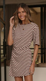 Nula Mini Dress Brown Stripe