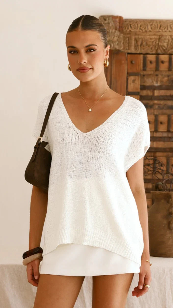 Stelaria Knit Top White