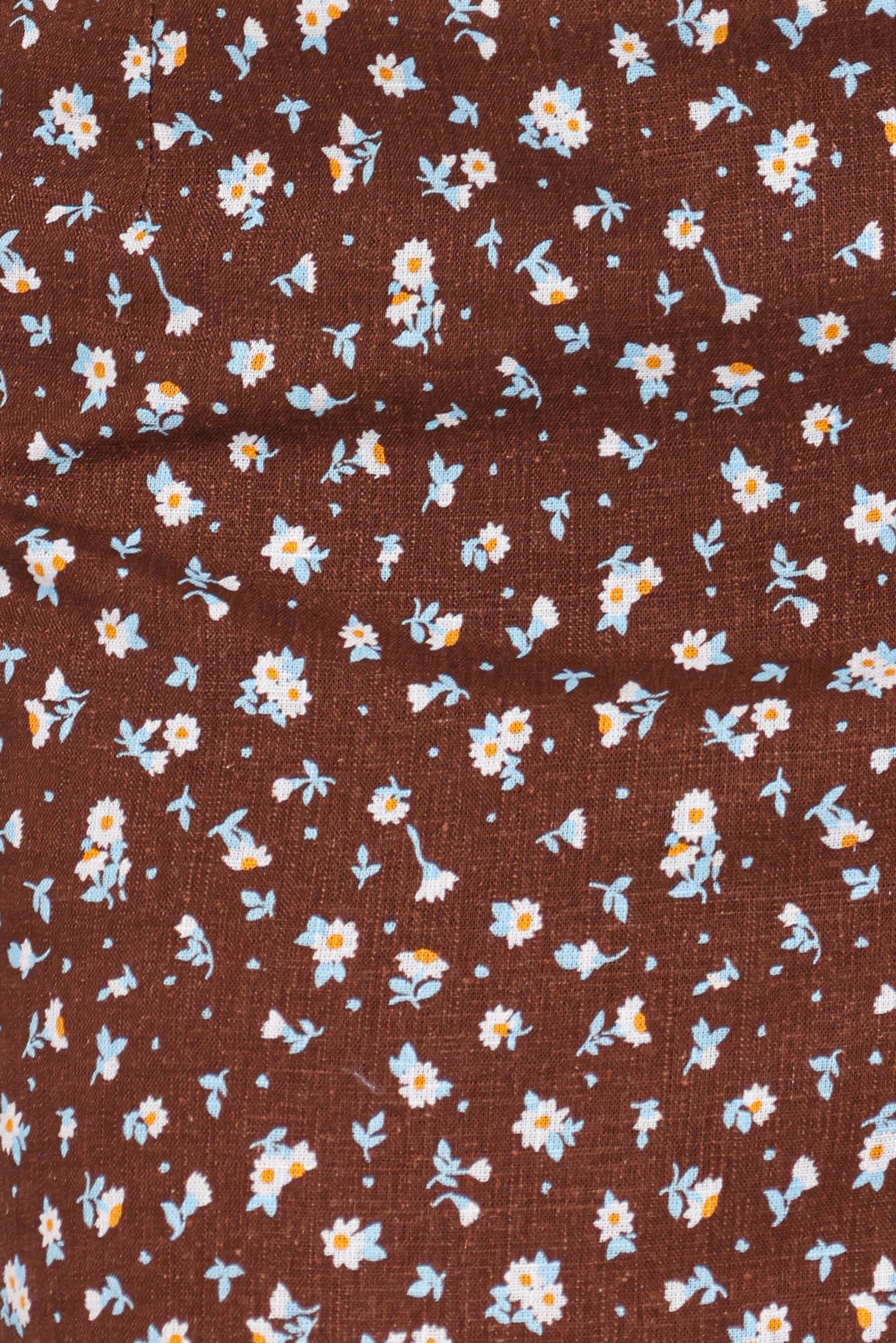Ashe Cropped Button Up Top Brown Floral