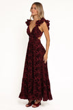 Harmony Maxi Dress Burgundy Metallic Floral