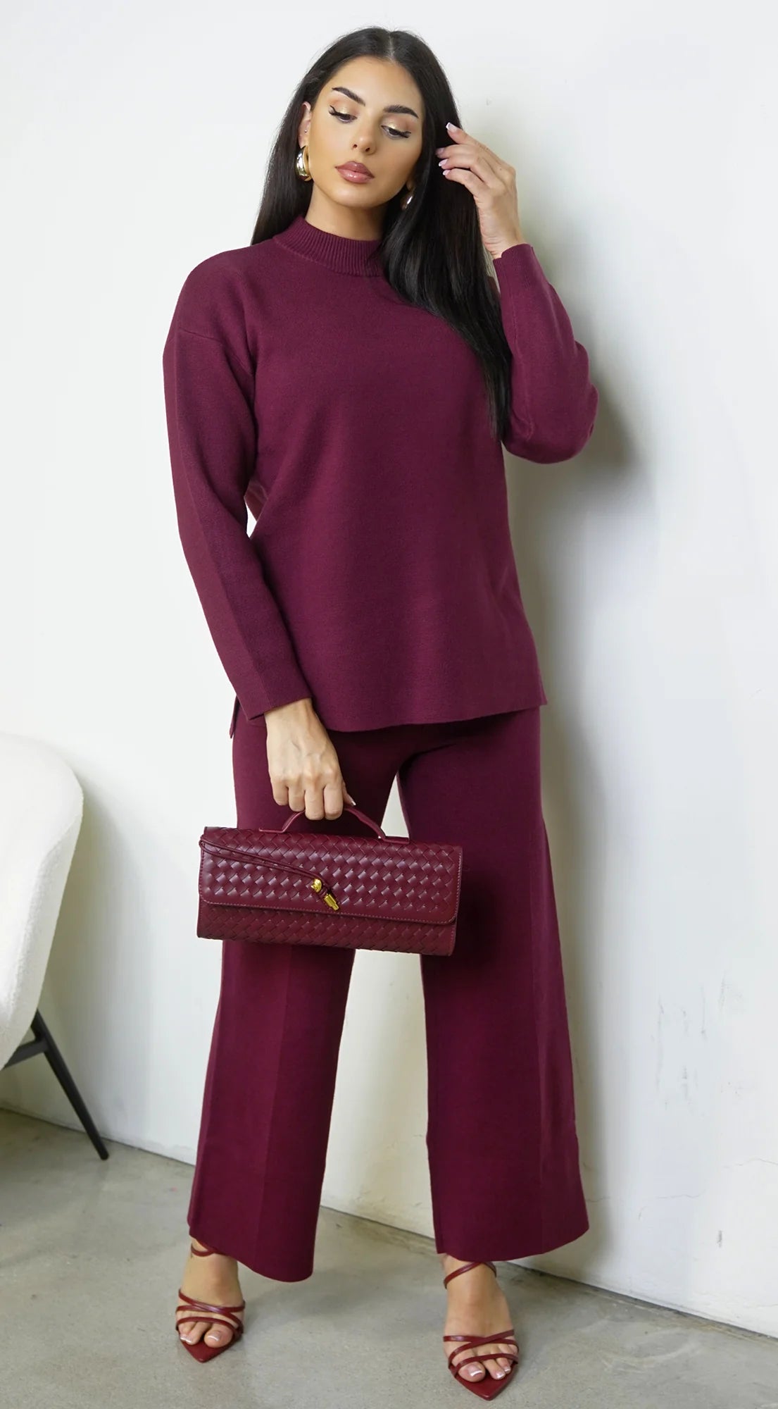 Mirel Knit Set Burgundy
