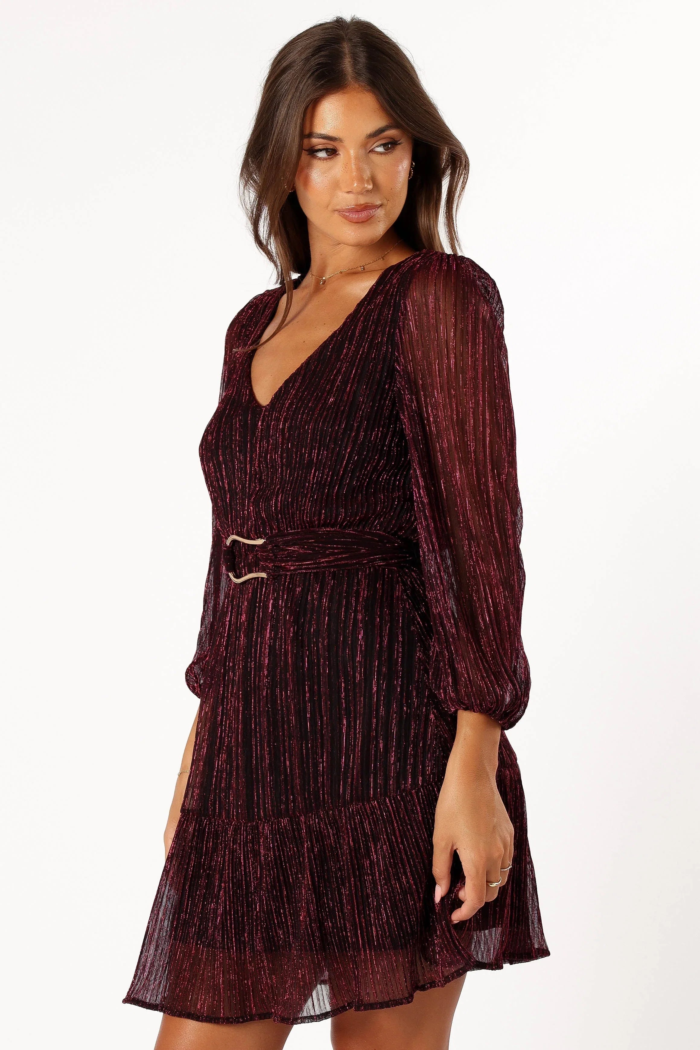 Glimmer Long Sleeve Mini Dress Pink
