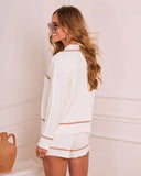 Daytime Hang Ribbed Contrast Trim Top