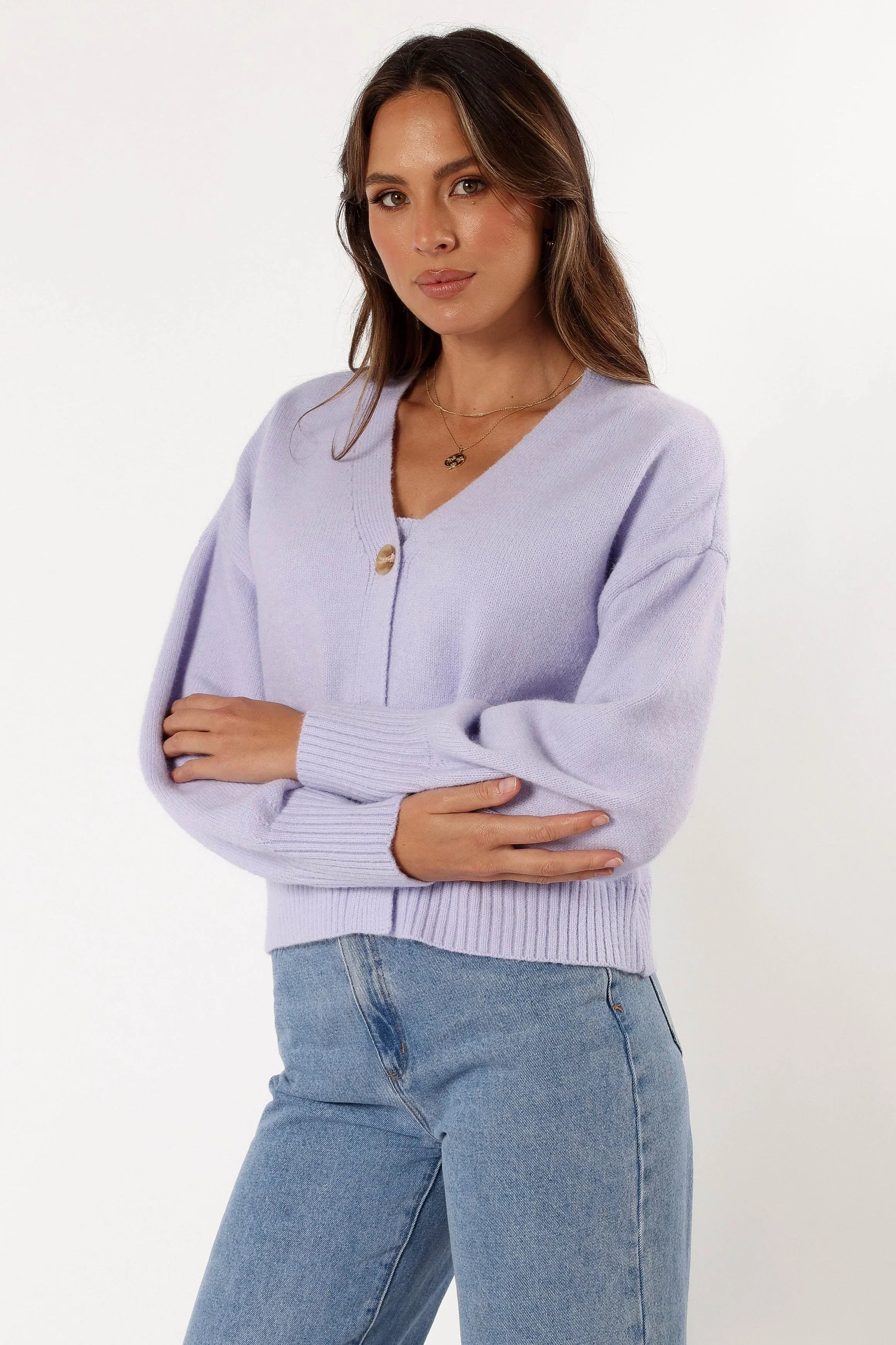 Isabel Button Front Cardigan Lilac