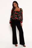 Maia Long Sleeve Top Black Floral
