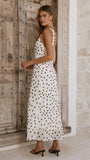 Cassara Maxi Dress White Black Polka Dot