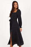 Ettie Long Sleeve Midi Dress Black Polka Dot