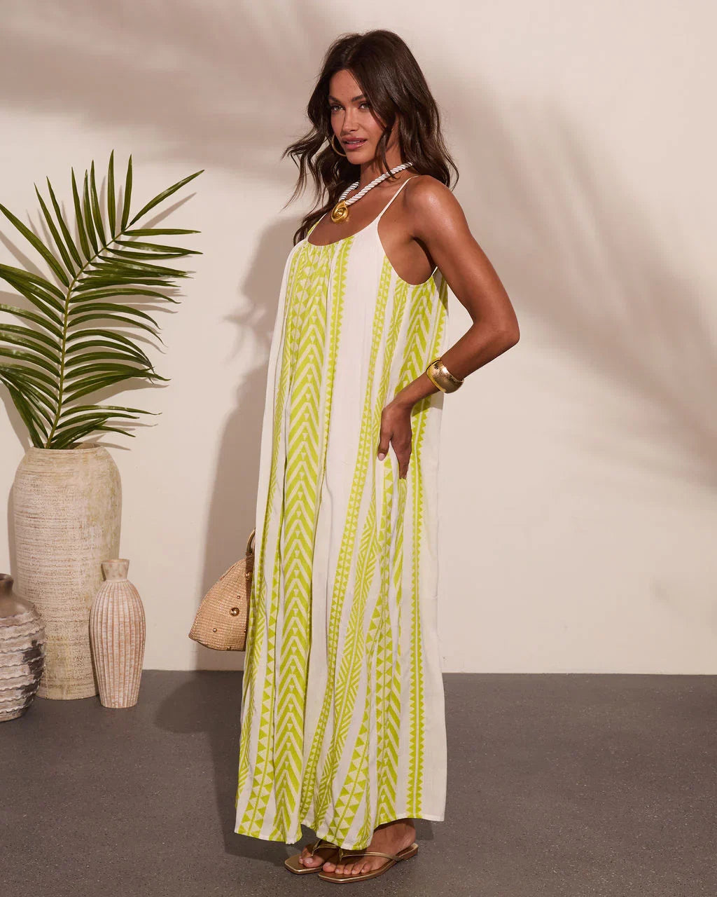 Summer Drift Abstract Striped Maxi Dress