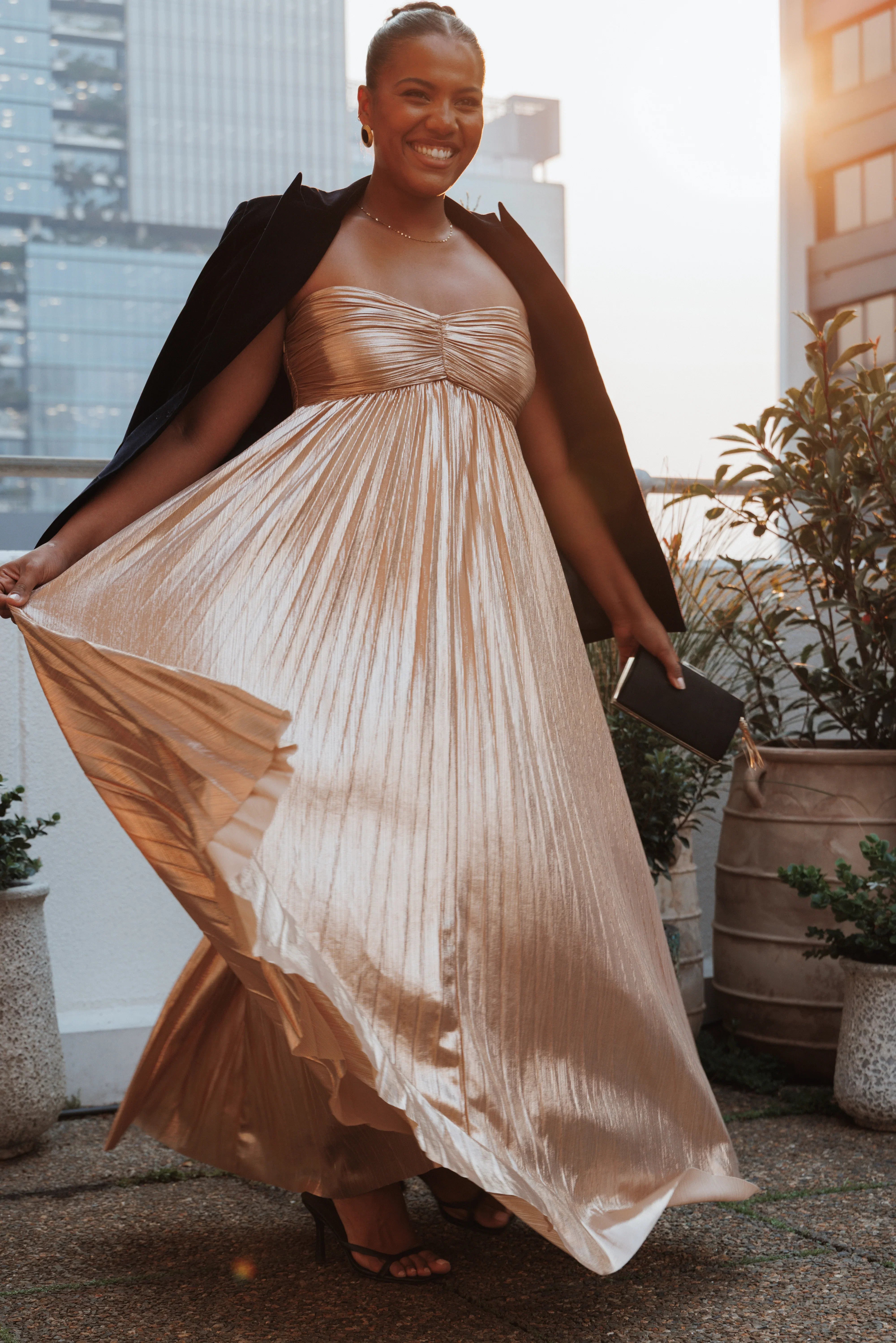 Faye Strapless Maxi Dress Gold