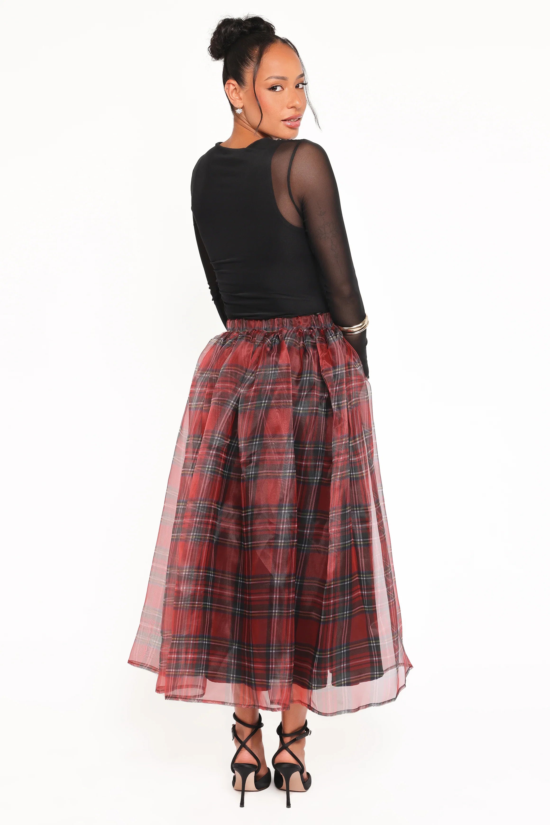 Bonita Midi Skirt Red Plaid