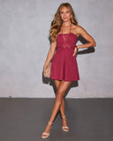 Lucianne Lace Cut Out Halter Mini Dress