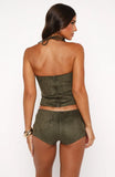 Dont Speak Faux Suede Bustier Cactus