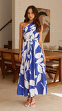 Hadas Maxi Dress Cobalt White Print