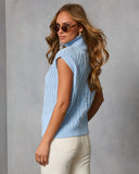Estellie Cable Knit Sleeveless Turtleneck Sweater