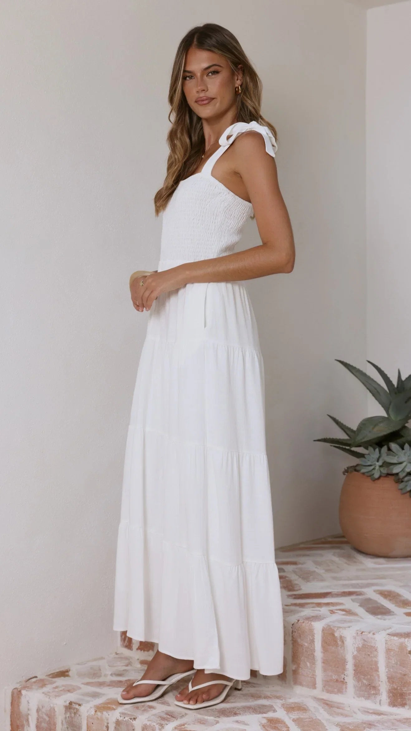 Carlina Tiered Maxi Dress White