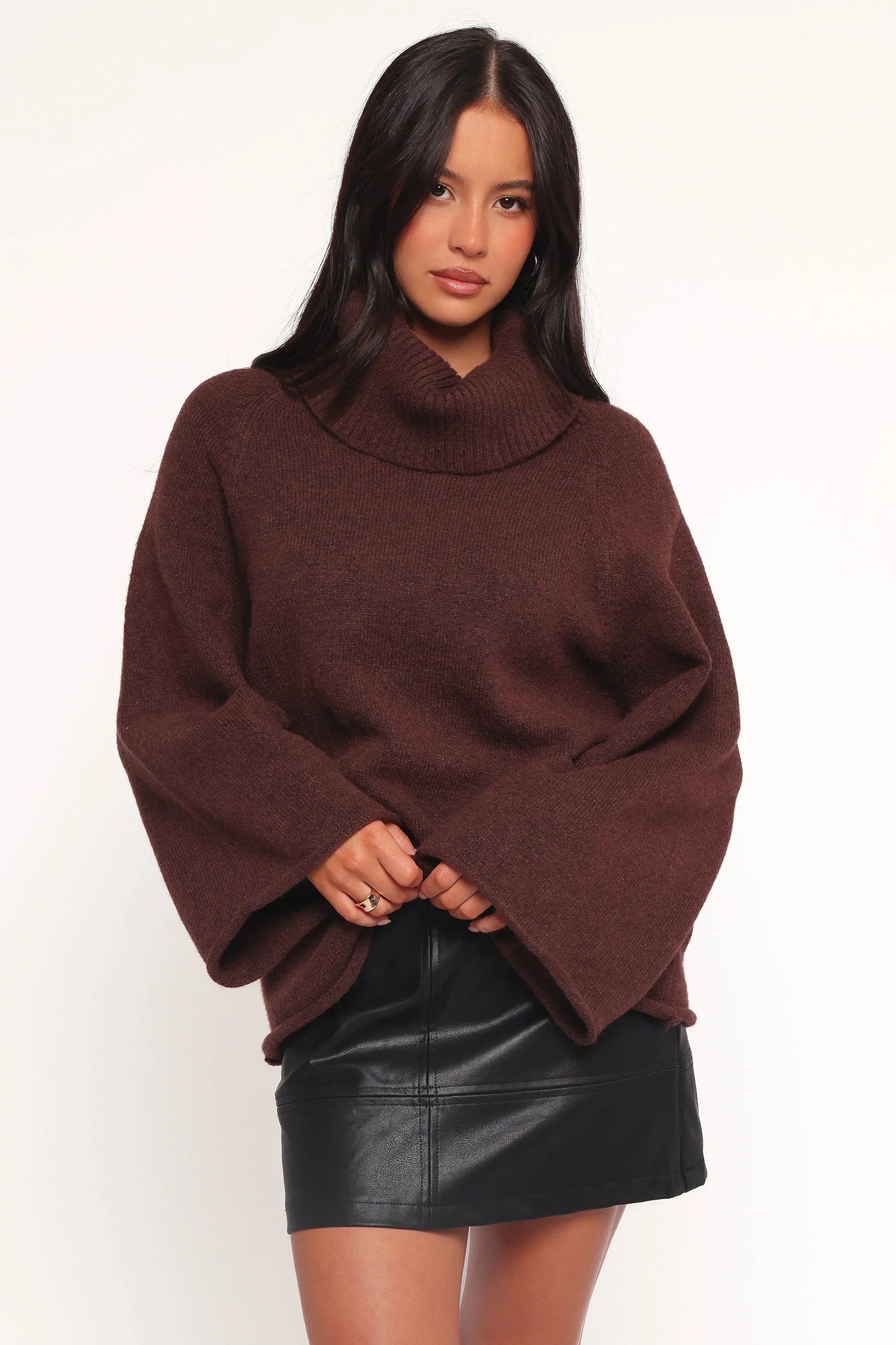 Bindy Cowlneck Knit Sweater Brown