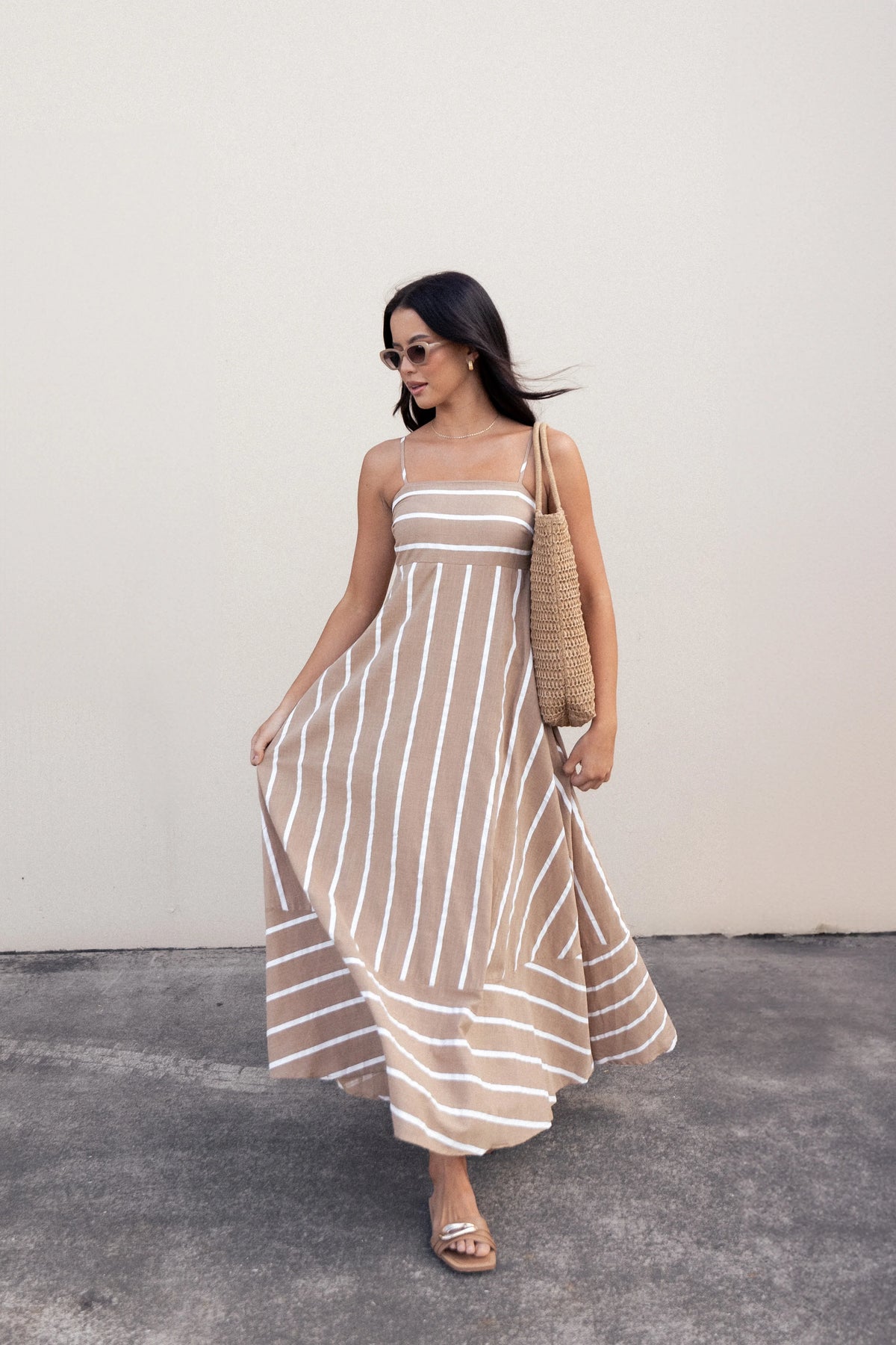 Brea Maxi Dress Tan Stripe