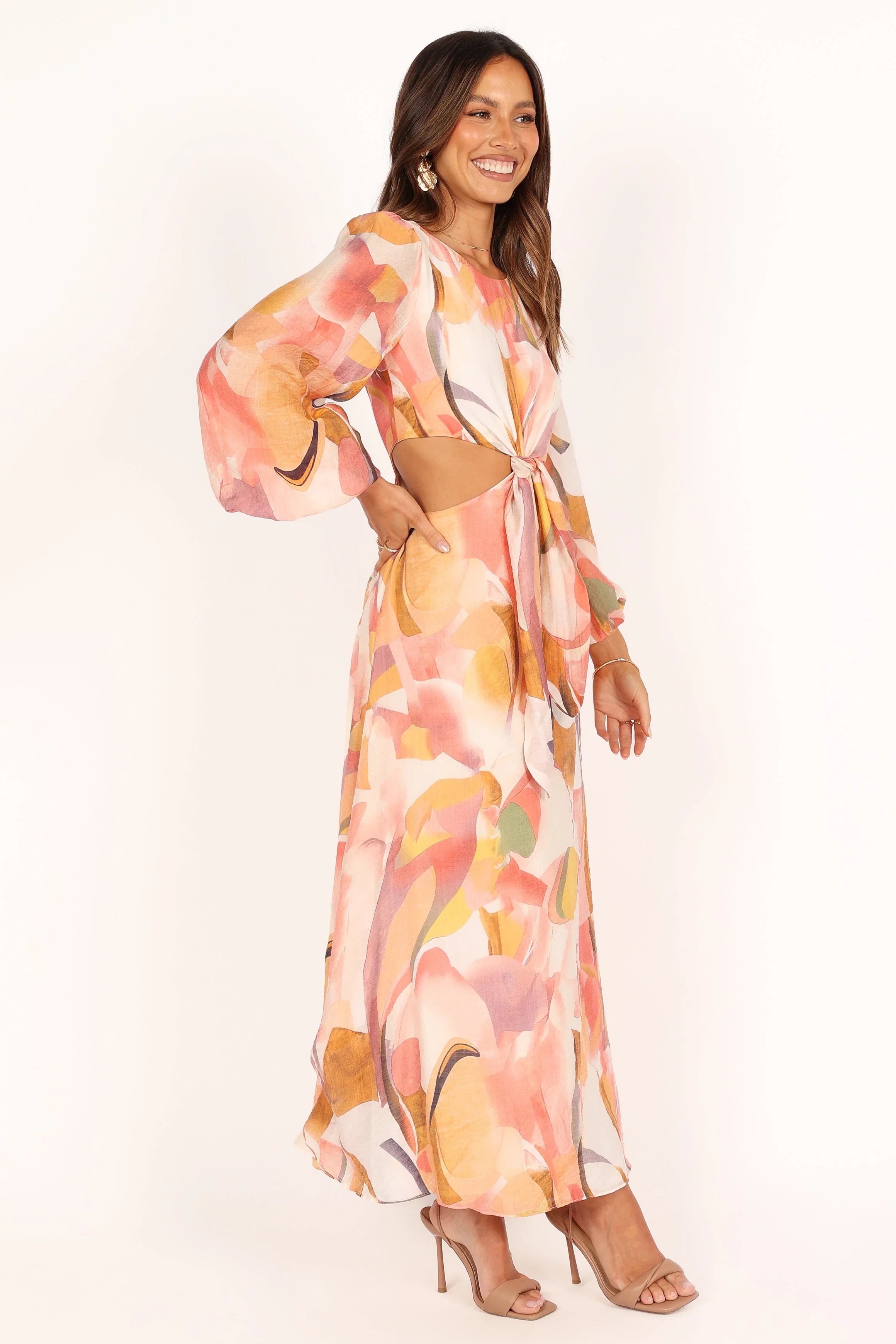 Laquin Long Sleeve Maxi Dress Pink