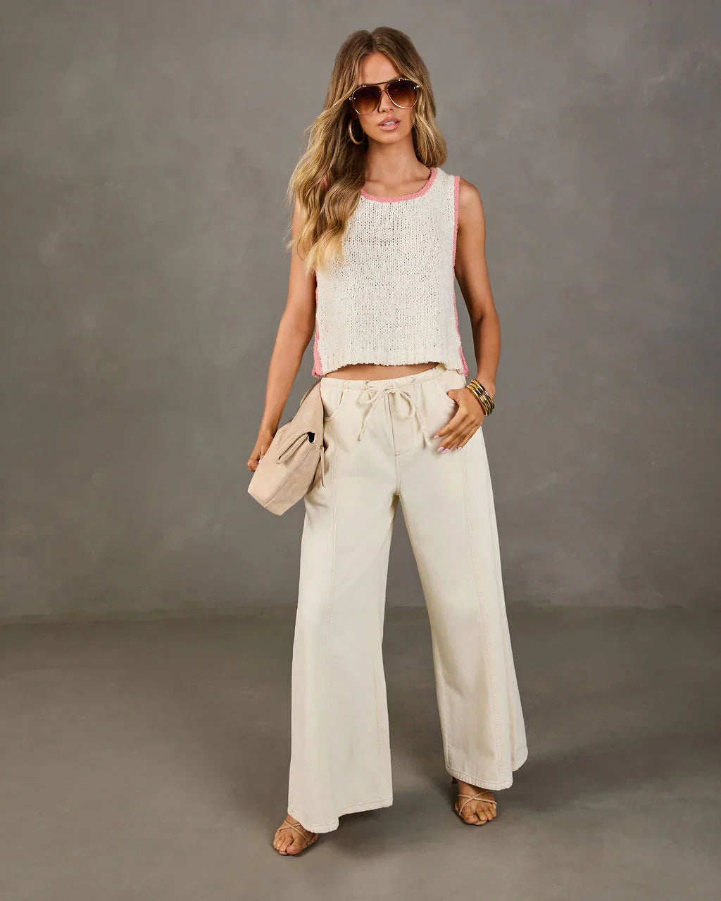 Zenah Rigid High Rise Wide Leg Drawstring Jeans