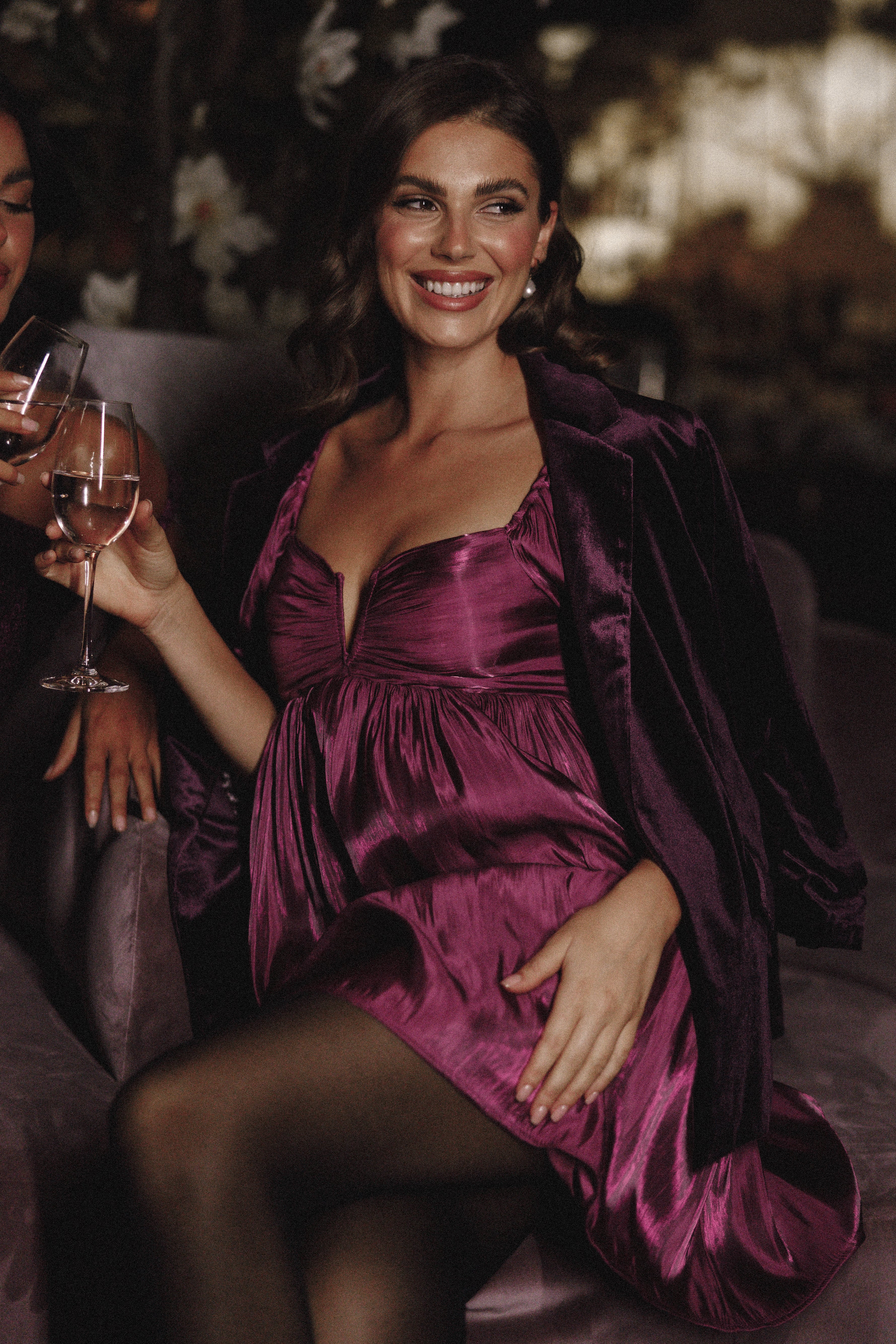 Vera Velvet Blazer Plum