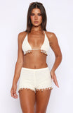 One More Time Crochet Shorts Off White