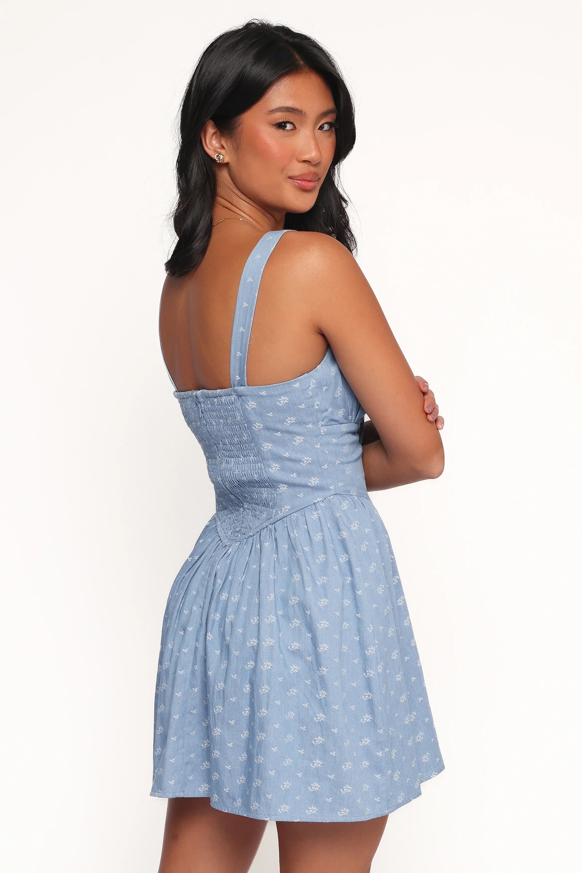 Shelton Mini Dress Floral Denim