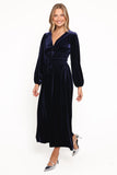Cece Velvet Long Sleeve Maxi Dress Midnight Blue