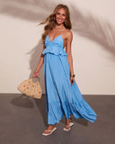 Liberty Waves Peplum Waist Maxi Dress