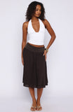 Heavenly Verse Studded Midi Skirt Espresso