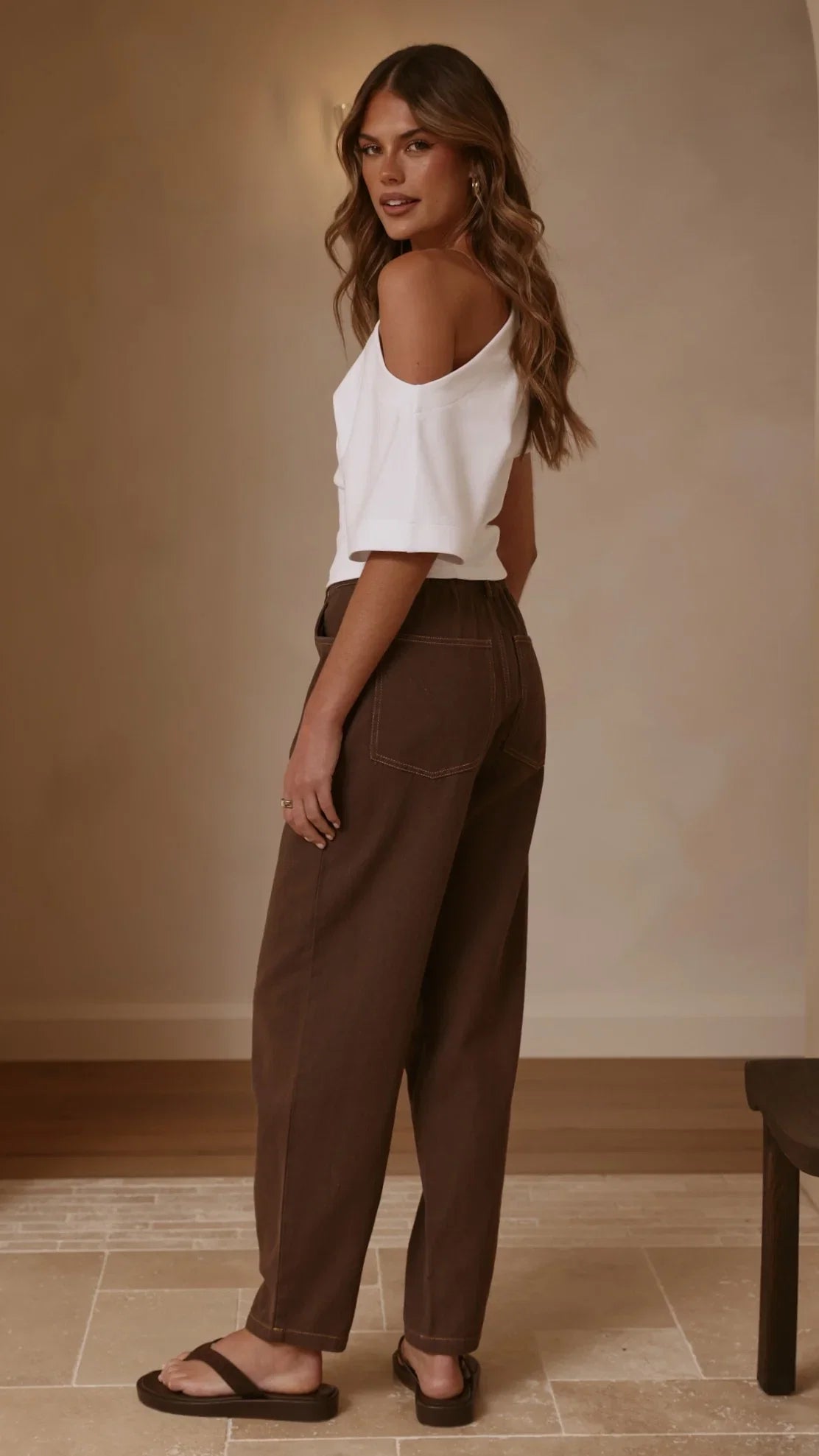Cleora Barrel Jeans Chocolate