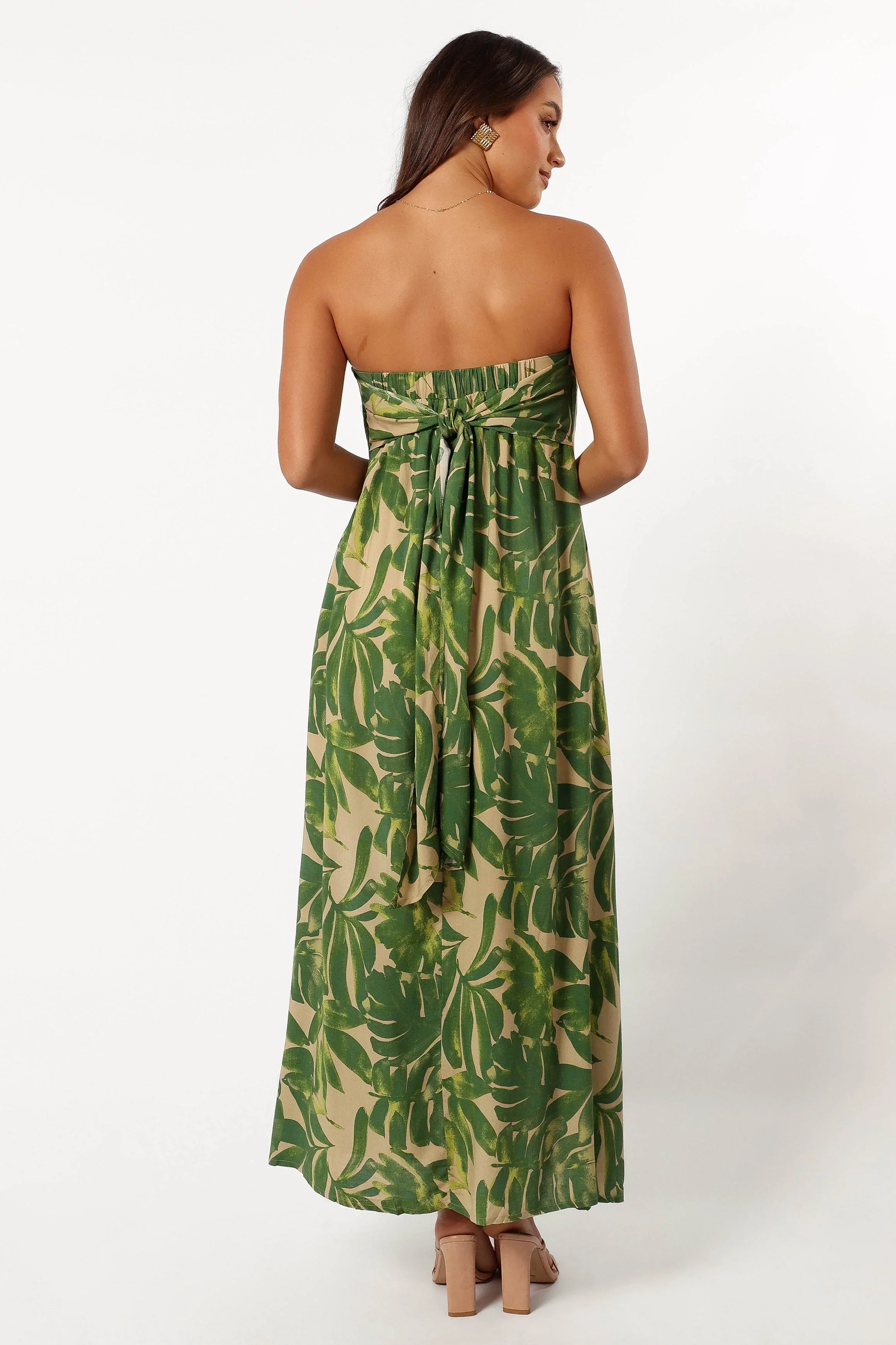 Penny Strapless Midi Dress Ibiza Palm