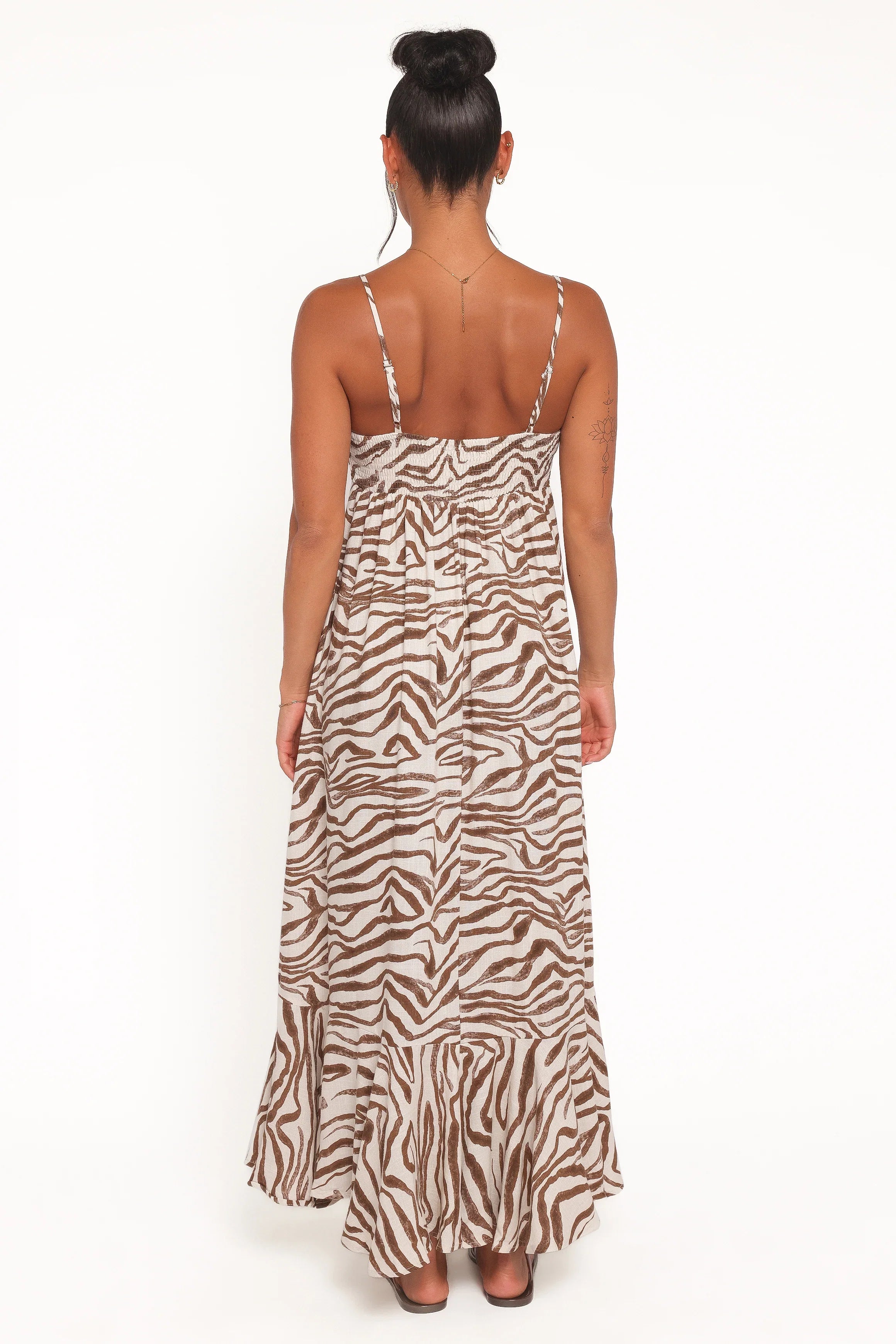 Kelsie Midi Dress Brown Zebra