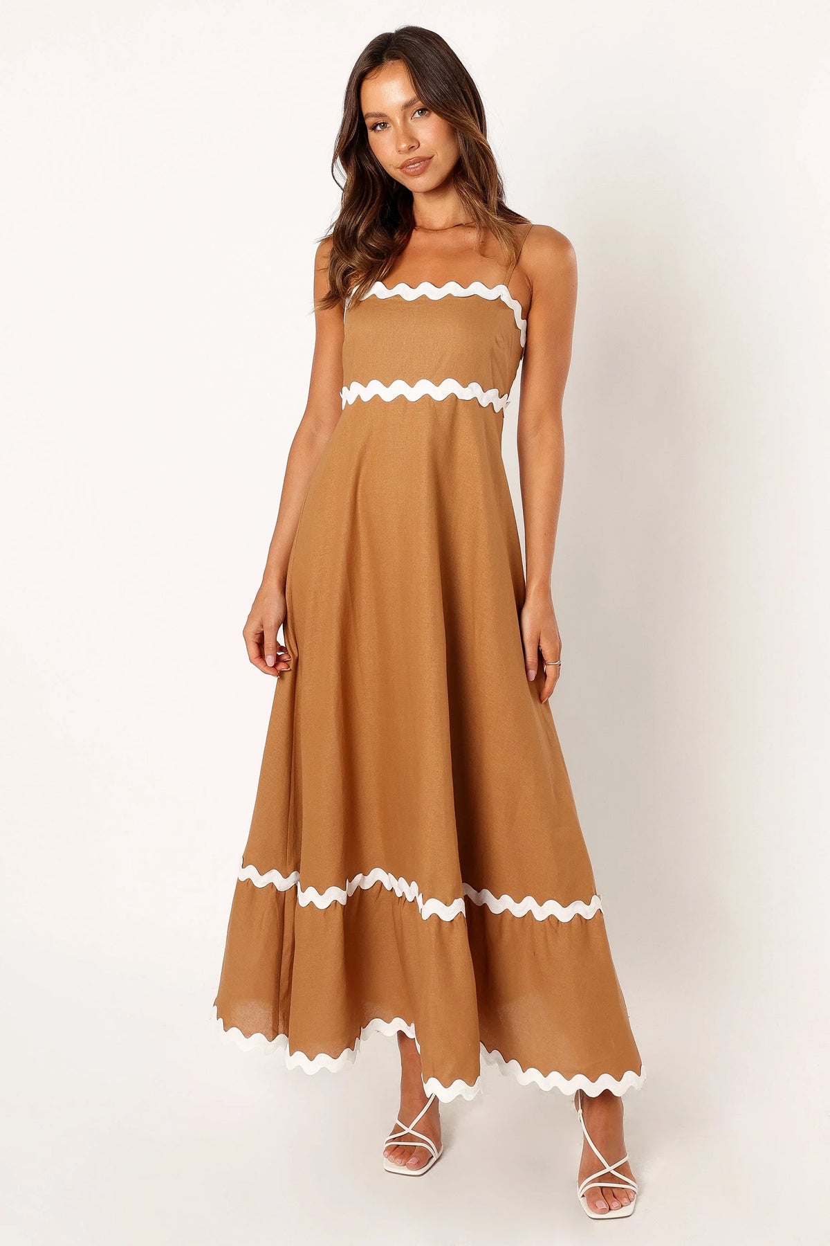Yana Maxi Dress Tan White