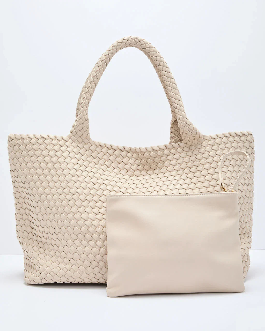 At My Side Woven Leather Tote With Insert