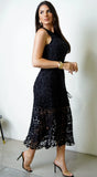 Strata Crochet Midi Dress Black
