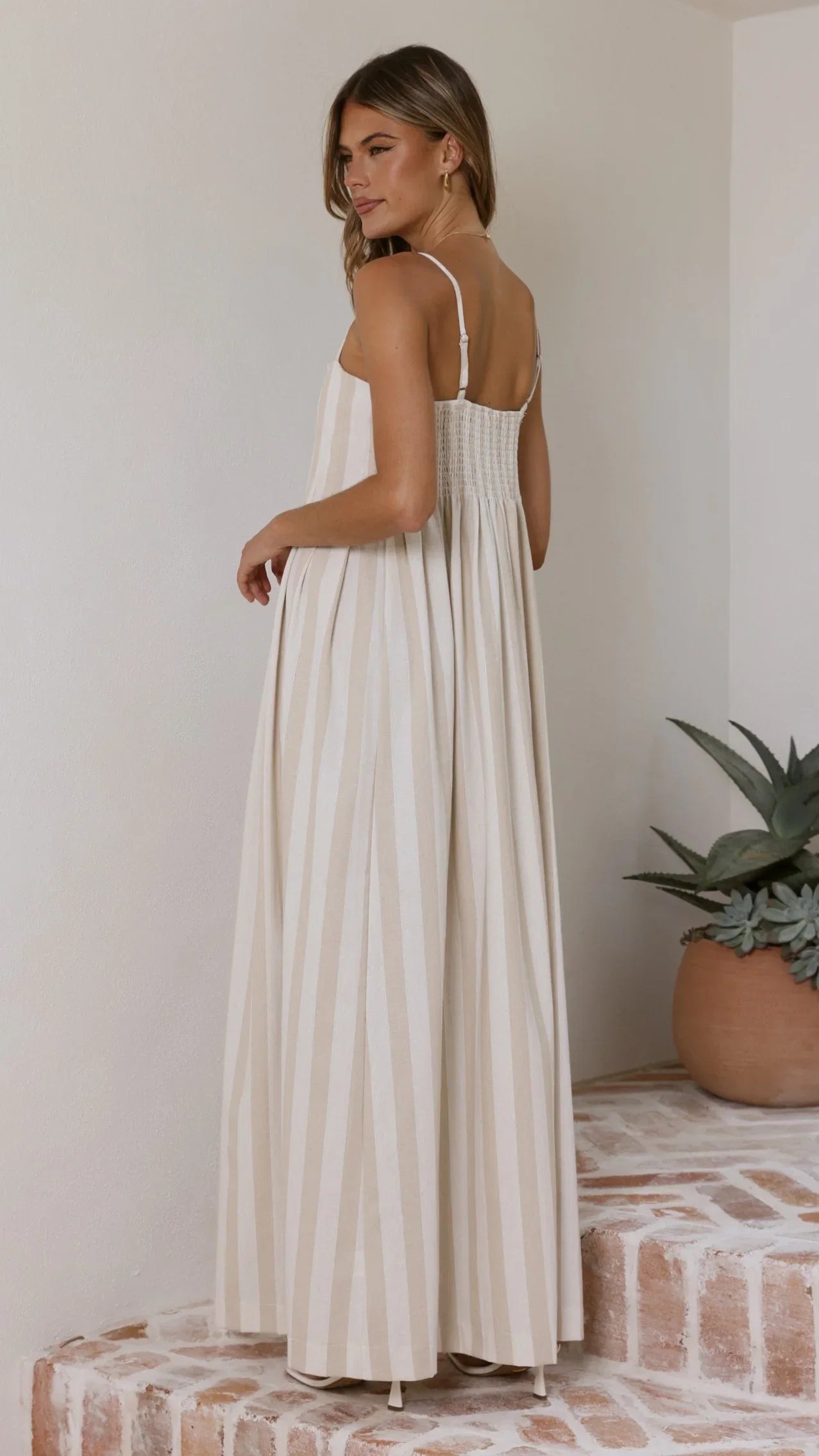 Pippa Maxi Dress Beige Stripe