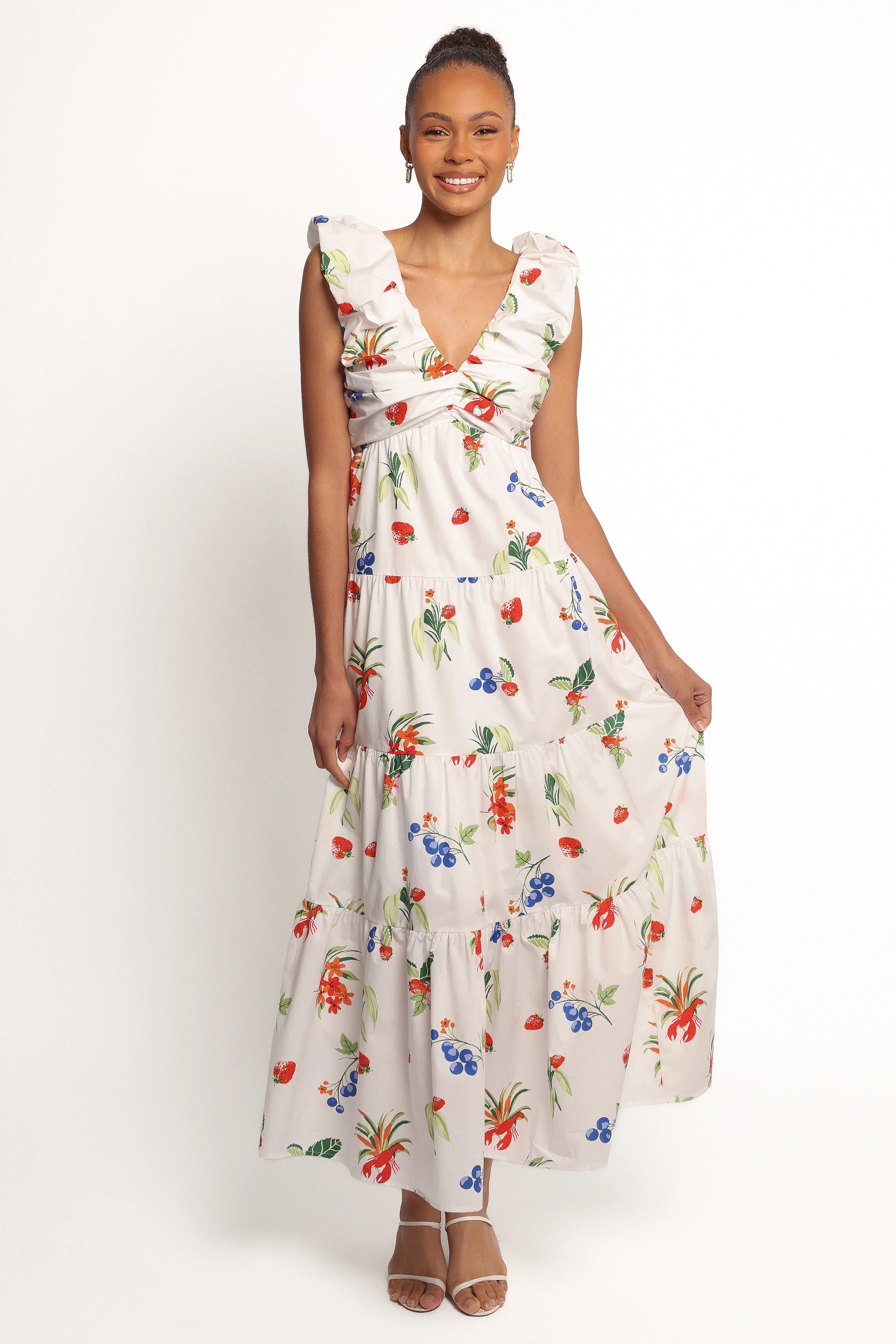 Valerie Maxi Dress Off White Red