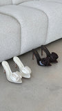 Casey Heel Choc Satin