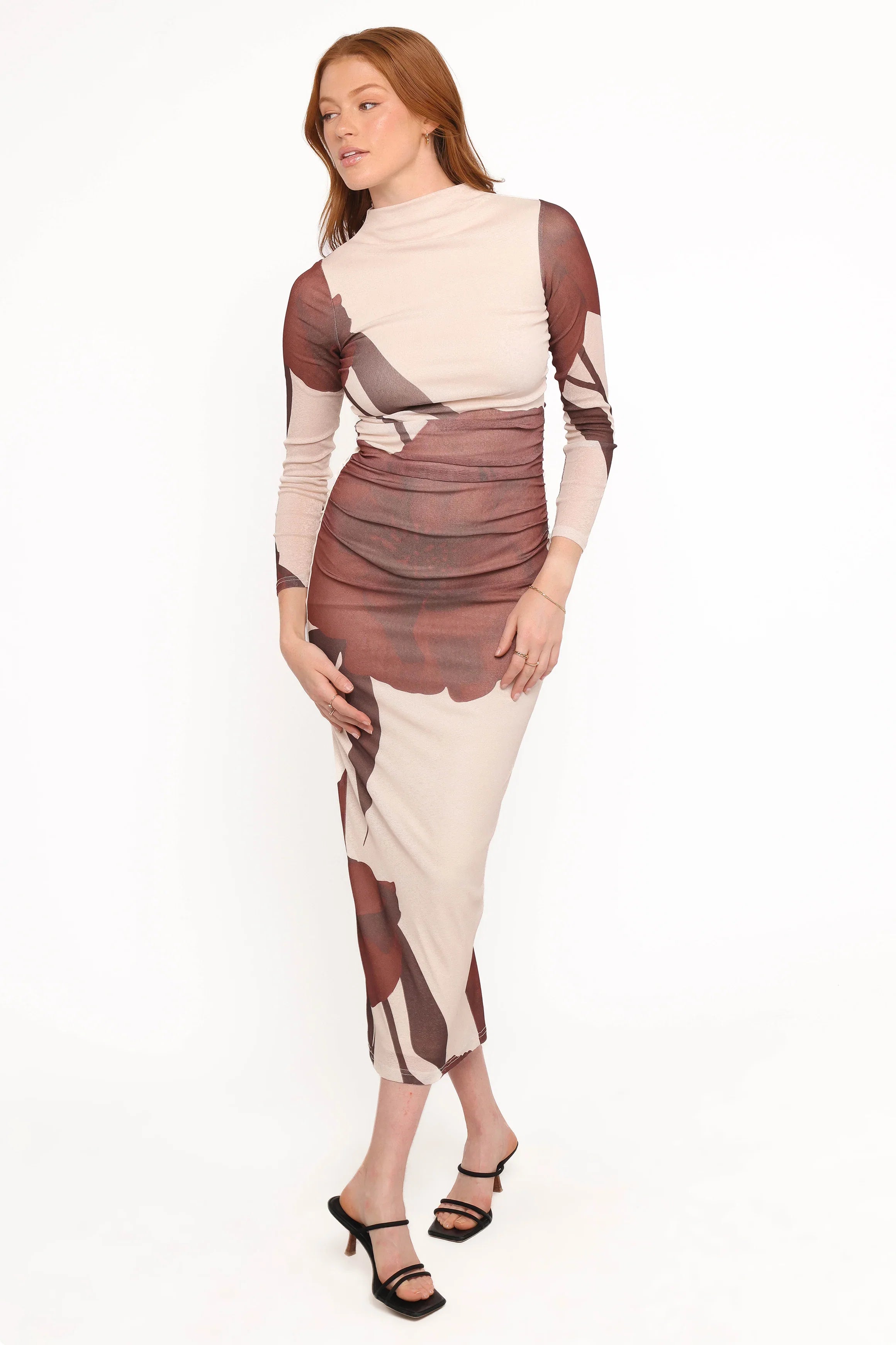 Sukin Midi Dress Brown Floral
