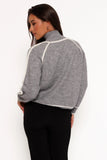 Rylee Contrast Hem Knit Sweater Grey