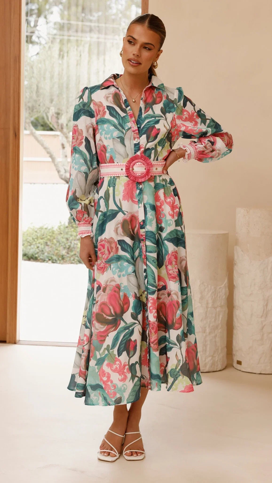 Aida Long Sleeve Maxi Dress Spritz Pink