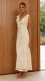 Usha Tie Strap Maxi Dress Yellow