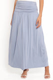 Lavia Ruched Knit Maxi Skirt Soft Blue